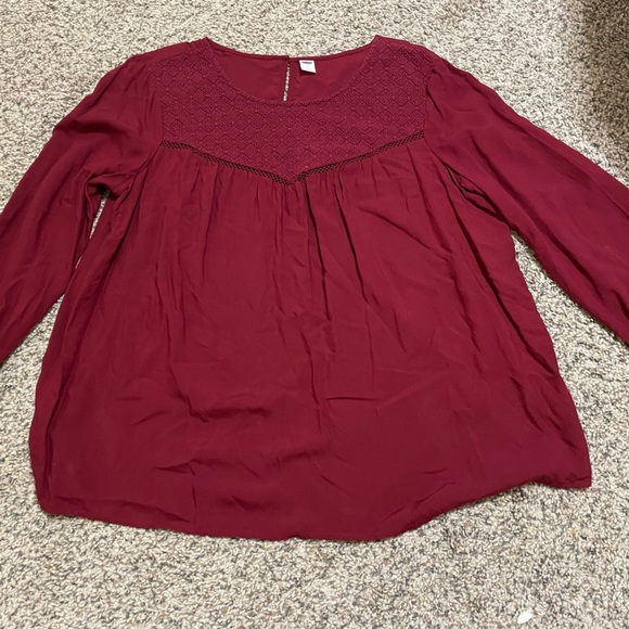 Old Navy Tops - Old Navy Maroon Blouse with Textured Design size L